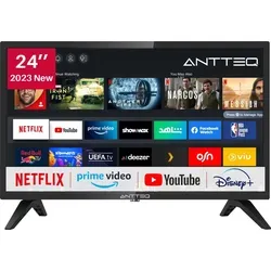 Antteq AV24H3 - 24 Zoll (60 cm) Smart TV, mit Netflix, Prime Video und DAZN, beeindruckende Bild- und Klangqualität für ein optimales Seherlebnis