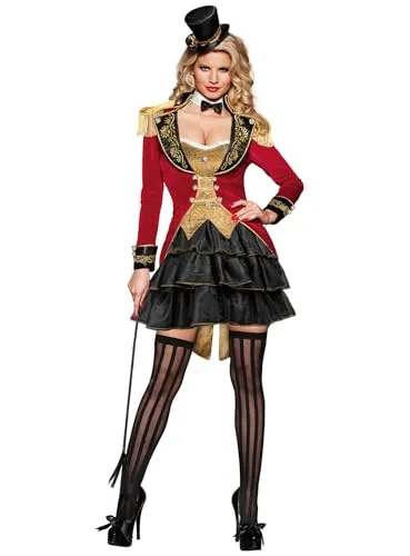 Maskworld Sexy Zirkusdirektorin Kostüm - Ring Mistress - Größe: XXL - Verführerisches Burlesque Kostüm für Karneval, Halloween und Motto-Partys. Hochwertige Verarbeitung mit Kleid, Jacke, Hut und Halsband. Perfekt für einen beeindruckenden Auftritt und um alle Blicke auf sich zu ziehen!