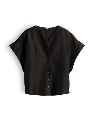 someday Damen Kurzarmbluse | Kragenlose Leinenbluse Loose Fit Dark Truffle, Größe 38 - Klassische someday Leinenbluse mit modernem Loose Fit. Ideal für Büro und Freizeit, sorgt für hohen Tragekomfort und vielseitige Kombinationsmöglichkeiten. Hergestellt aus hochwertigem Material für ein angenehmes Tragegefühl.