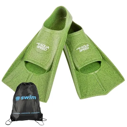 Aqua Speed RECO Set HIGH TECH Schwimmflossen für Erwachsene und Kinder + ULTRAPOWER Beutelrucksack - Hochwertige Schwimmflossen aus flexiblem Silikon für optimalen Komfort. Perfekt zur Verbesserung der Technik und Ausdauer beim Schwimmen. Inklusive praktischen Beutel für einfachen Transport.