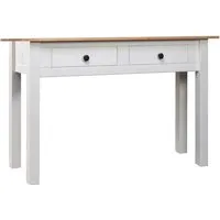 vidaXL Konsolentisch Weiß 110x40x72 cm Kiefernholz Panama - Drohnen-Zubehör: Robuster Konsolentisch aus massivem Kiefernholz mit zwei Schubladen, ideal für die Präsentation von Dekor und bietet zusätzlichen Stauraum.