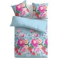 Bestlivings Bettwäsche Satin 80 x 80 cm & 135 x 200 cm Frühjahresblumen Blau