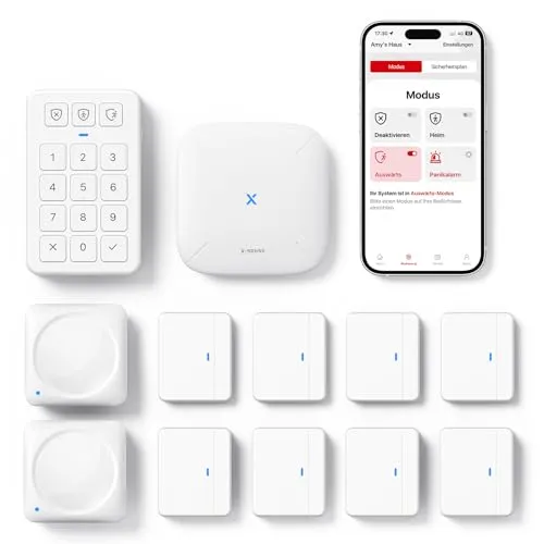 X-Sense Smart Home Sicherheitssystem AS12 – Alarmanlage für Tür und Fenster - Komplettes Sicherheitssystem mit 8 Sensoren, 2 Bewegungsmeldern und Smart Home Keypad. Überwachen Sie Ihr Zuhause bequem per App und genießen Sie hohe Sicherheit mit einfacher Installation und Kompatibilität zu Alexa.