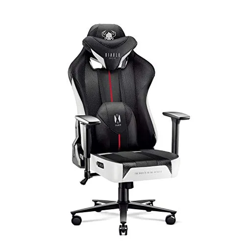 Diablo Gaming Stuhl X-Player 2.0 - Ergonomischer Gaming Chair mit 3D Armlehnen - Gaming-Stuhl mit ergonomischem Design, höhenverstellbar und belastbar bis 150 kg, ideal für langen Spielkomfort und optimale Unterstützung.
