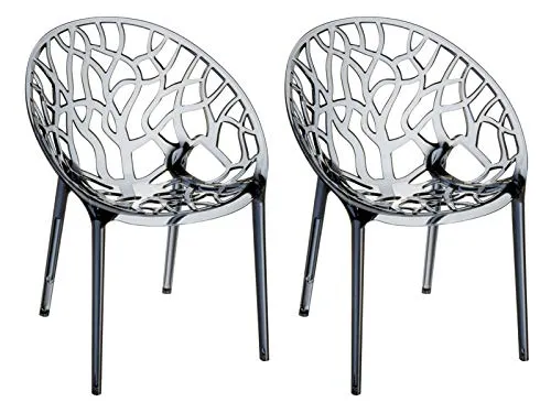 CLP 2er-Set XXL Gartenstuhl-Crystal aus Kunststoff - Essstühle - Wetterbeständige Stapelstühle mit 160 kg max. Belastbarkeit, ideal für Garten und Balkon, pflegeleicht und platzsparend.