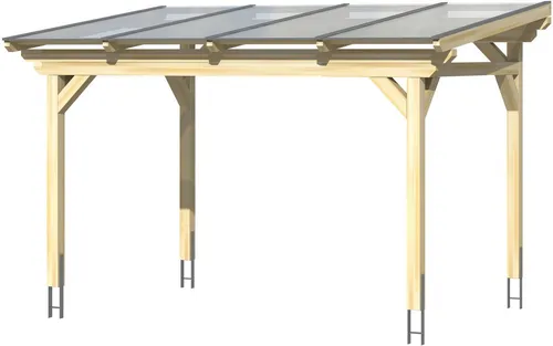 Skan Holz Terrassenüberdachung Sanremo 434 x 250 cm - Freistehende Terrassenüberdachung aus Leimholz, ideal für jeden Garten. Wetterfeste Konstruktion mit UV-reflektierenden Polycarbonatplatten für optimalen Schutz.