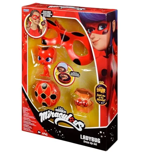 BANDAI Miraculous Ladybug Verwandlungsset mit JoJo Maske und Tikki - Offizielles Miraculous Kostümset für Kinder ab 4 Jahren. Verkleide dich als Ladybug mit Maske, Clip-Ohrringen und Funktionsjojo für kreative Rollenspiele und Fantasieabenteuer!