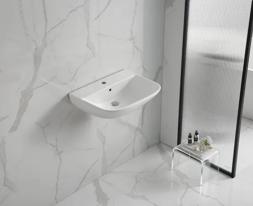 sanicomfort Waschbecken Rivo 60 cm – Weiß Matt, Hänge Waschtisch - Elegantes, minimalistisches Design mit abgerundeten Ecken. Pflegeleichte Keramik-Oberfläche für dauerhafte Schönheit. Platzsparende Wandmontage für mehr Raum im Badezimmer. Maße: 60 cm Breite, 45 cm Tiefe, 17 cm Höhe.