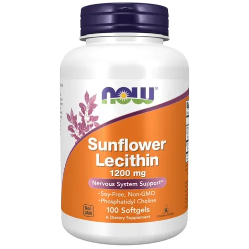 NOW Foods Sonnenblumenlecithin 1200mg - 100 Softgels - Hochwertiges Sonnenblumenlecithin ohne Soja, ideal zur Unterstützung der täglichen Ernährung. Enthält essentielle Fettsäuren und Phosphatidylcholin für eine ausgewogene Nährstoffaufnahme.