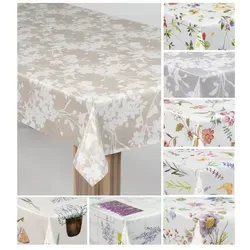 laro Wachstuch-Tischdecke Blumenornament Beige Weiß 140x300 - IDEAL FÜR DEN GARTEN: Unsere robuste PVC-Tischdecke schützt vor Schmutz und Witterungseinflüssen. Abwaschbar und langlebig, perfekt für Esstische oder Bierzelt-Garnituren im Freien. Genießen Sie unbeschwerte Mahlzeiten!