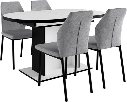 Home affaire Essgruppe Basel, 5-tlg. mit Ausziehtisch - Essgruppen-Set mit 4 Stühlen und ovalem Ausziehtisch, ideal für Familienessen oder gesellige Abende. Maximale Tischlänge von 180 cm bietet Platz für alle!