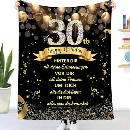 30. Geburtstag Geschenke Decke für Frauen Manner, Kuscheldecke Flauschige Wärmedecke 30. Geburtstag Frauen Geschenk, 30 Geburtstag Frau Geschenke zum 30 Geburtstag Frau Warme Decke Sofa