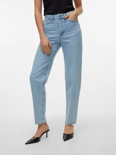 VERO MODA Female Mom Jeans Hohe Taille - Stylische Mom Jeans mit hoher Taille, gefertigt aus 79% Baumwolle und 20% recycelter Baumwolle für nachhaltigen Komfort.