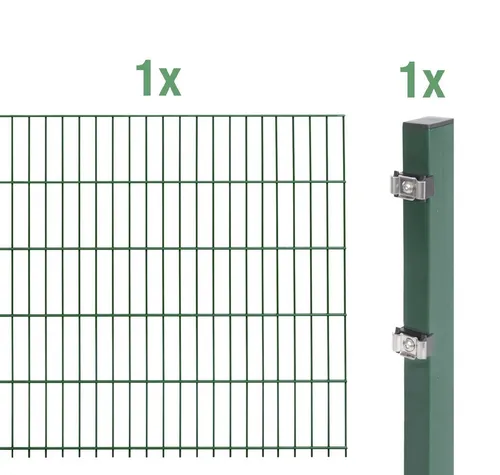 Alberts 644024 Erweiterung zum Doppelstabmattenzaun - 100 cm hoch, grün - Absperrungen - Robuster Doppelstabmattenzaun aus verzinktem Stahl, witterungsbeständig und ideal für Sicherheit in privaten und gewerblichen Bereichen.