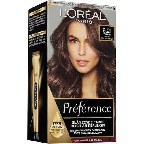 LOreal-Paris Haarfarbe ColorationPréférence Glänzende Farbe 6.21 Zürich/Helles Perlmuttbraun 1 Stk. (9,99 € / 1 Stk.)