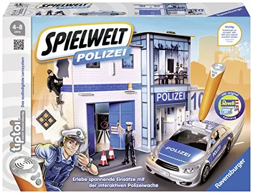 Ravensburger tiptoi Spielwelt Polizei - Interaktive Verbrecherjagd für kleine Detektive - Elektronische Spiele für Kinder: Erlebe den aufregenden Polizeialltag mit interaktiven Geschichten und Rollenspielen – ideal für selbstständige Entdecker von 4-8 Jahren!
