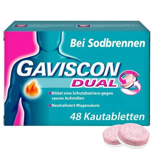 GAVISCON Dual Kautabletten mit Zweifachwirkung gegen Sodbrennen 48 St