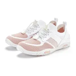 LASCANA Damen Sneaker Gr. 43, rosa (weiß, rosé) - Superleichte VEGAN Sneaker von LASCANA mit flacher, flexibler Sohle. Ideal für den Alltag, aus Lederimitat und Textil für höchsten Tragekomfort.