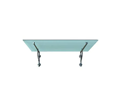 BuyLando Shop - [Modell - Milchglas] - Glasvordach - VSG Glas - inkl. Edelstahlhalter - Variationen (L-Bogen - Halter, 150x90cm)