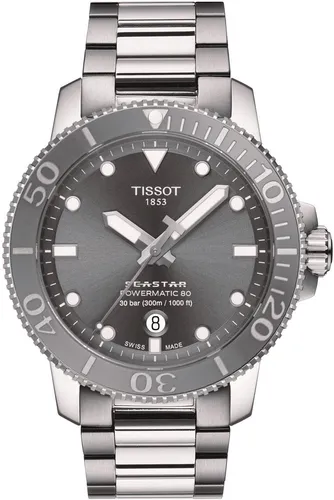 Tissot Seastar 1000 Powermatic 80 Herren Automatikuhr - Hochwertige Herrenuhr mit Edelstahlgehäuse, 43mm Durchmesser und Saphirglas, ideal für sportliche Aktivitäten und eleganten Stil.
