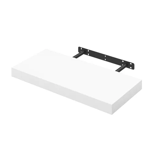 WOLTU Wandboard Wandregal CD DVD Regal Bücherregal Schweberegal Holz Board 50x22.9x3.8cm weiß für Büro, Wohnzimmer, Schlafzimmer, Küche RG9368ws