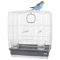 GarPet Vogelkäfig für Wellensittiche und Kanarienvögel - Kompakter Vogelkäfig (39x25,5x45 cm) aus EU-Produktion, ideal für Transport und als Quarantänekäfig. Mit praktischen Futteröffnungen und einfacher Reinigung für glückliche Vögel!