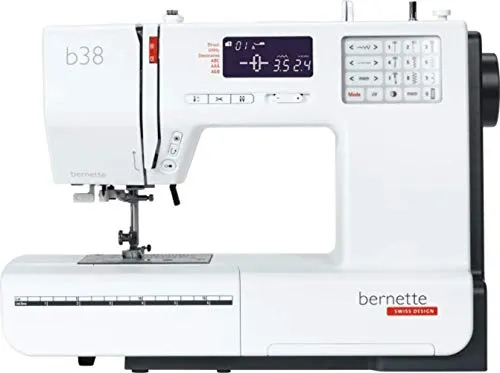 Bernette b38 Nähmaschine - Kompakte und robuste elektronische Nähmaschine mit 394 Stichen, ideal für Anfänger. Besondere Merkmale: Automatischer Fadenschneider und Start/Stopp-Funktion für flexibles Nähen.