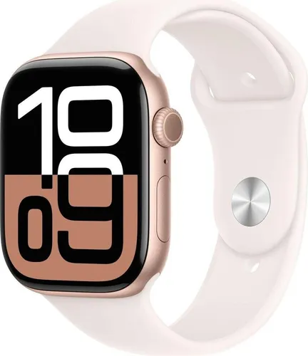 Apple Watch Series 10 46 mm Aluminium (GPS) - Sportarmband M L blassrosa, ros gold, mit Gesundheits-Tracking und Always-On Display für aktiven Lifestyle