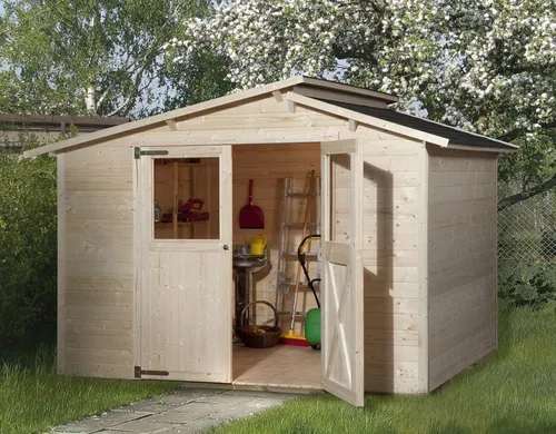 weka Gartenhaus 323 Gr.1, natur, 19 mm - Gartenhäuser, Geräteschuppen & Carports – Hochwertiges Gartenhaus aus naturbelassenem 19 mm Holz, ideal für die Aufbewahrung und als gemütlicher Rückzugsort im Garten.