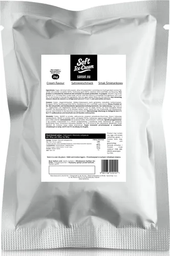 Sansei Soft-Eis Pulver für Eismaschine Softeispulver Speiseeispulver Sahnegeschmack 2 kg 2:5 für 7 Kg