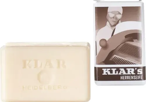 Klar's Herrenseife 100 g - Hand & Fuß - Pflanzliche Öle aus biologischem Anbau für sanfte Reinigung, veredelt mit einem männlichen Sandelholz Duft. Nachhaltig und plastikfrei verpackt.