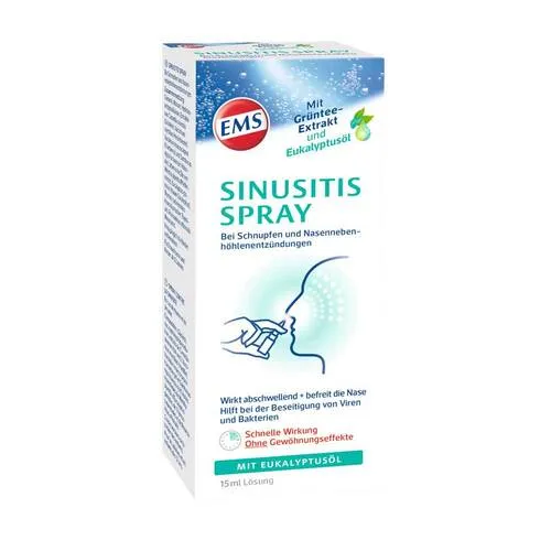 Emser Sinusitis Spray mit Eukalyptusöl - Arzneimittel zur Linderung von Nasennebenhöhlenentzündungen, befreit die Atemwege und sorgt für eine erfrischende Wirkung.
