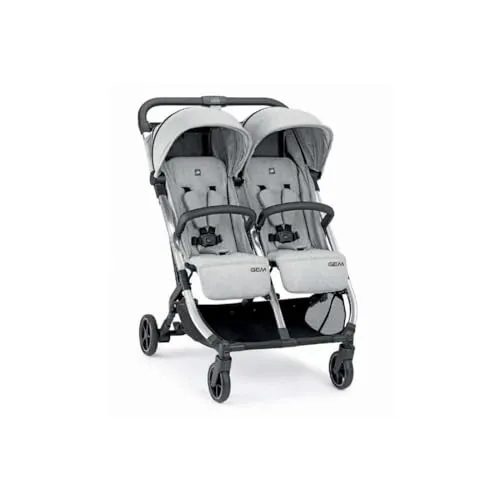 Geschwisterbuggy Gem | Grau | Kompakter Zwillingskinderwagen - Leichter Zwillingskinderwagen mit nur 6,9 kg. Ideal für Reisen und unterwegs, bietet er Mobilität und Komfort für Geschwisterkinder.