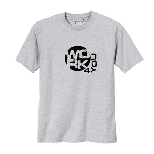 Scheibler Workwear – Herren T-Shirt mit Aufdruck Work 4 You – Basic Tee Shirt aus 100% Baumwolle – verfügbar in den Größen S-XXXL (Grau-meliert)