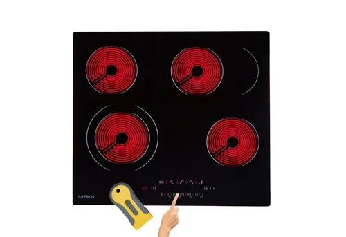 Arebos Elektro-Kochfeld Glaskeramikkochfeld 6600W - 4 Kochzonen - Kochfelder mit Sensor-Touch, Autoabschaltung und Kindersicherung für sicheres und flexibles Kochen in Ihrer Küche.