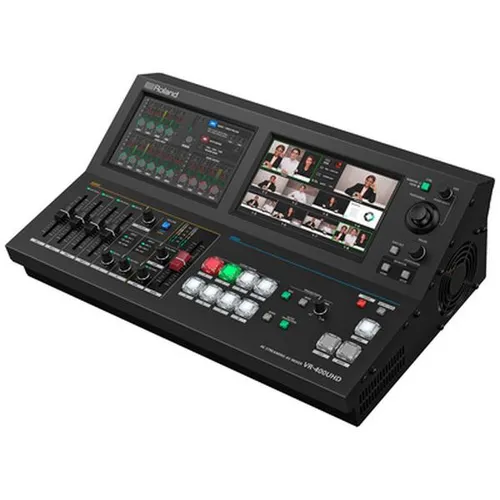 ROLAND VR-400UHD - 4K Streaming AV-Mixer mit Dual-Touchscreen - Mikrofone - Intuitiver 4K-Workflow mit zwei 7" Touchscreens für reibungslose Hybrid-Produktionen und die beste Videoqualität für Livestreams.