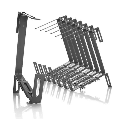 BigDean Blumenkastenhalterung 8 Stück Anthrazit – Flexible Halter für Balkon und Geländer - Vielseitige Blumenkastenhalterungen in Anthrazit für mühelose Montage ohne Bohren. 3-fach verstellbar für optimale Positionierung Ihrer Pflanzen – ideal für jeden Außenbereich!