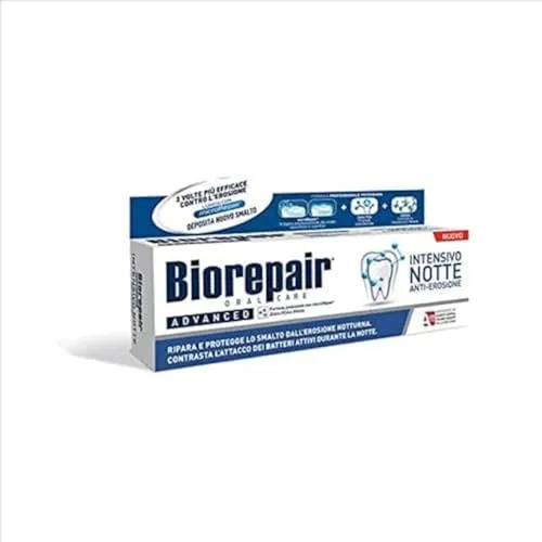 Biorepair Advanced Intensive Night - Nachtpflege zur Zahnschmelz-Erneuerung - Zahnpasten für empfindliche Zähne, regeneriert Zahnschmelz und beseitigt Zahnbelag für frischen Atem, ideal für die nächtliche Zahnhygiene.