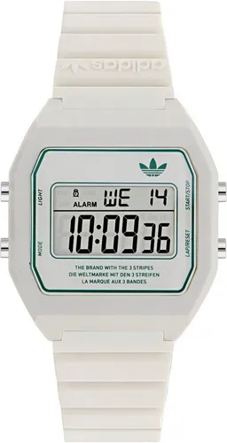 adidas Originals DIGITAL TWO AOST235572I - Digitale Armbanduhr für Damen und Herren - Stylische digitale Quarzuhr in elegantem Weiß, wasserdicht bis 5 bar mit praktischen Datumsfunktionen und Beleuchtung. Perfekt für jeden Anlass!