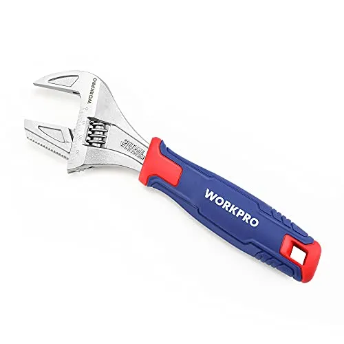 WORKPRO 2-in-1 Schraubenschlüssel verstellbar Rollgabelschlüssel & Rohrzange Einmaulschlüssel aus Cr-V für Profis, Rollgabelschlüssel 200mm Länge mit Gummigriff（max. 42mm Maulweite)