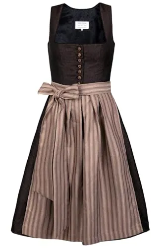 Edelnice Trachtenmode Midi Dirndl Dorothea - Dirndl für Damen, stilvolles Design mit edlem Mieder und schimmernder Schürze, ideal für festliche Anlässe.