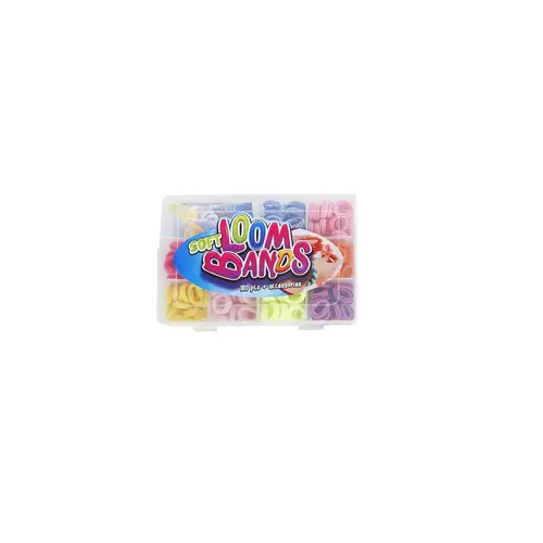 Sombo Soft Loom Bands Set im praktischen Köfferchen - Bastelset mit bunten Loom Bands für kreative Projekte, ideal für Kinder und Bastelbegeisterte.