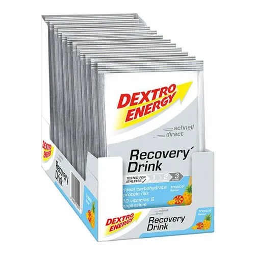Dextro Energy Recovery Drink Tropical (14 Portionsbeutel) - Erfrischendes Sportgetränk mit fruchtigem Geschmack, ideal zur Regeneration nach dem Training. Praktische Portionsbeutel für unterwegs.