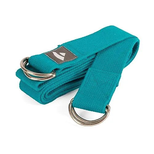 Bodhi Yogagurt 2 in 1 | Yamala Belt aus Baumwolle | Praktisches Yoga Zubehör für Dehnen und Fitness | Waschbarer Carry Strap mit Metallverschluss | Tragegurt für dicke Yogamatten | petrol