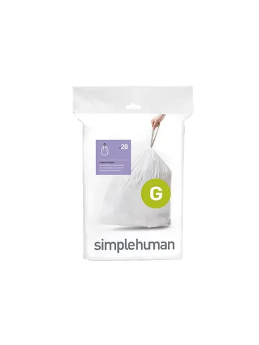 Simplehuman Code G maßgeschneiderte Müllbeutel, Packung mit 20, weiß