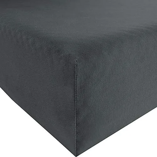 REDBEST Spannbettlaken Denver Elasthan-Jersey-Stretch anthrazit 180x200 cm - Hochwertiges Spannbettlaken aus Elasthan-Jersey-Stretch, bügelfrei und besonders anschmiegsam. Perfekte Passform dank Rundumgummi für Matratzenhöhen bis 25 cm.