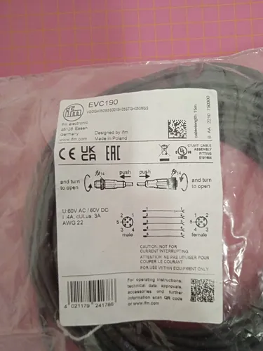 Ifm Electronic EVC190 Verbindungsleitung Stecker gerade 15m _0,5_5