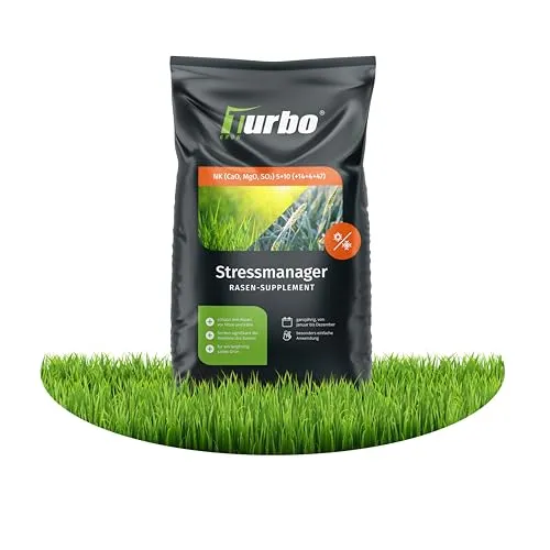 Kaliumdünger Turbogrün Stressmanager 5 kg - Rasendünger für 125 m², stärkt den Rasen gegen Hitzestress und sorgt für ein gesundes Wachstum auch bei extremen Temperaturen.