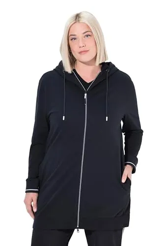 Ulla Popken Damen Sweatjacke lang, Accent - Sweatshirts für Damen in großen Größen, bequem und modisch für jeden Anlass.