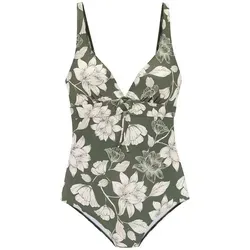 s.Oliver Damen Badeanzug mit Blumenmuster - Badeanzüge für Damen, mit angenehmer Trägerbreite und tiefem V-Ausschnitt für einen eleganten Look am Strand oder im Pool.